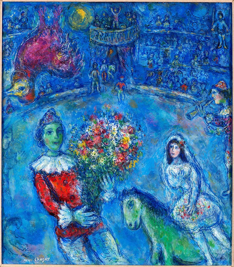 샤갈의 그림 보라색 수탉