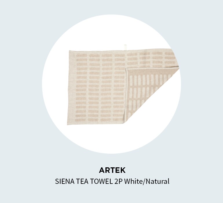 ARTEK SIENA TEA TOWEL 2P White/Natural